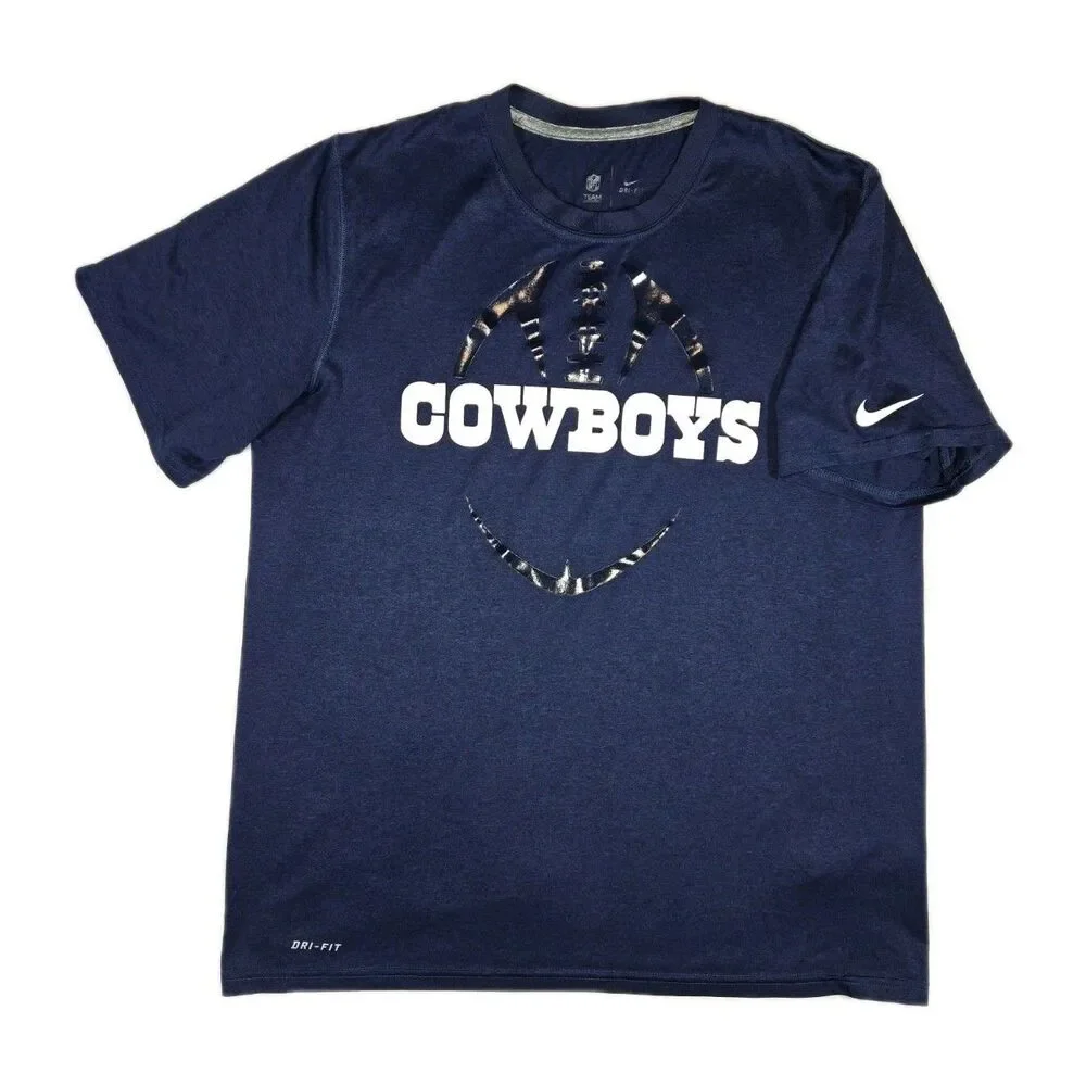 Mens Nike DriFit Dallas Cowboys Short Sleeve T Shirt Blue Large